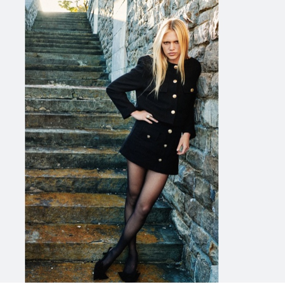 Zara Gold Button Textured Jacket